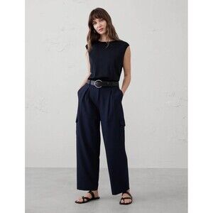 New Banana‎ Republic Cargo Pants 18 High Rise Straight Twill Utility Navy Blue